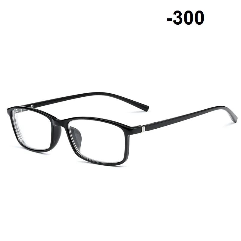 Vazrobe очки для близорукости для мужчин и женщин TR90 минус-100 до-600 рецептурная оптика линзы очки мужские женские готовые очки - Цвет оправы: black myopia 300