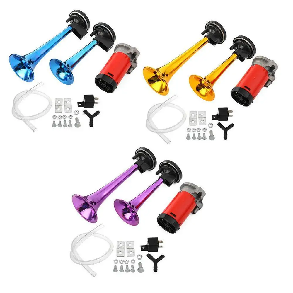 

178dB Super Loud 12V Dual Tone Auto Car Air Claxon Horn High Output Compressor Set Trumpet for Motorcycle Boat Truck