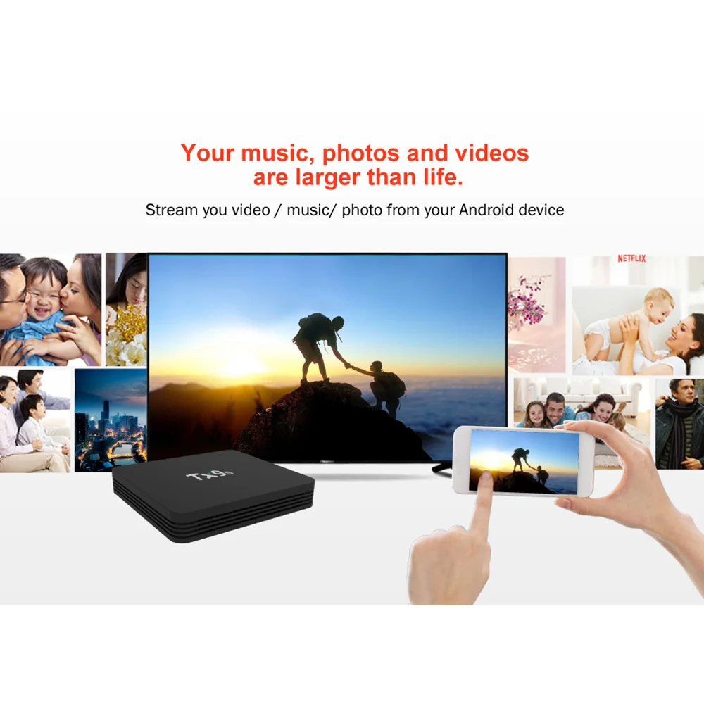  TX9S Smart Android 4k TV Box AmlogicS912 Chip 2GB 8GB Media Player Set-top Box with Remote Control