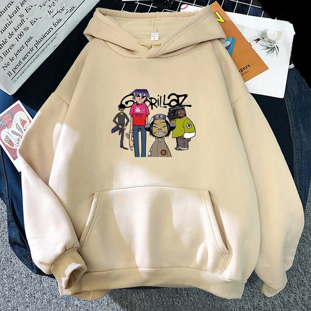 Худи Gorillaz однотонное с принтом музыкальная рок-группа для мужчин и женщин