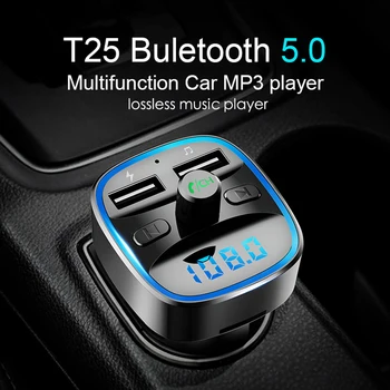 

Bluetooth 5.0 FM Transmitter Wireless Bluetooth Car Kit Car MP3 Player Unique Display Screen Aux Modulator Handfree Fast Charger