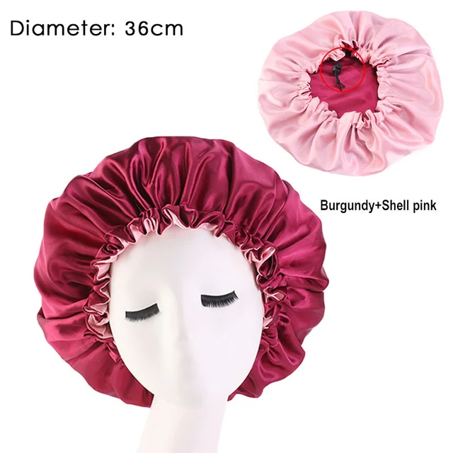 Satin Lace Sleeping Hat Night Sleep Cap Double Layer Adjustable Elastic Hair Care Satin Bonnet Beanies Skullies Cap Fashion 3