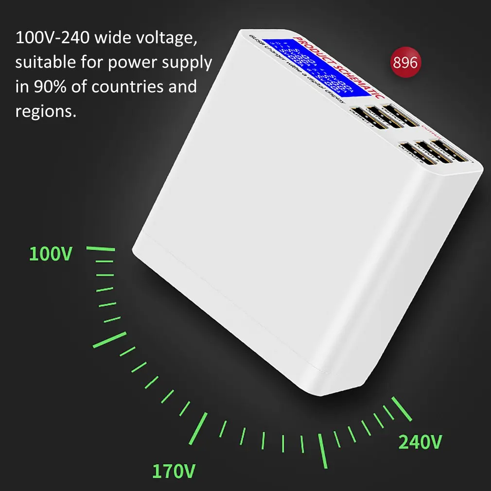 Lcd мульти быстрое зарядное устройство USB зарядное устройство несколько 6 USB зарядная станция для телефона универсальное usb-хаб умное зарядное устройство