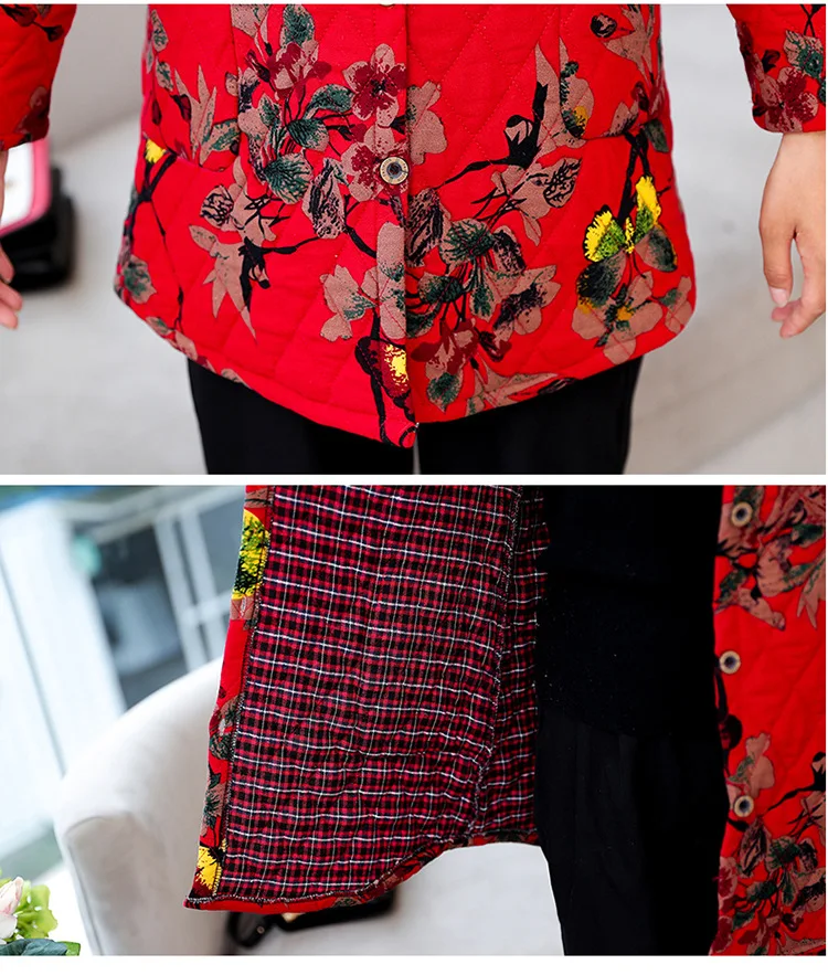 Middle-aged Women's Autumn And Winter Thin Cotton-padded Clothes 50-Year-Old Middle-aged Women Dress Autumn New Style Large Size