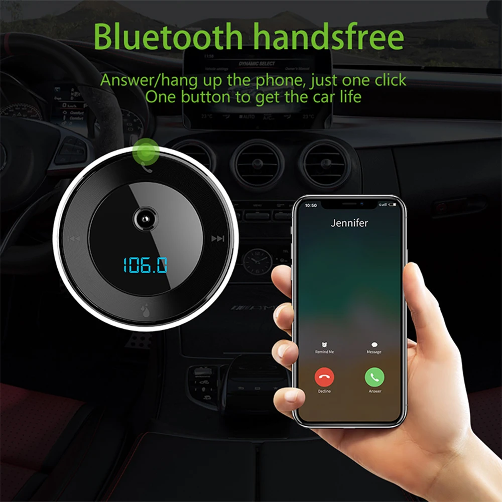 Bluetooth, fm-передатчик, 300 мл, Автомобильный увлажнитель воздуха, FM модулятор, Handsfree, для дома, автомобиля, освежитель воздуха, арома, диффузный, Bluetooth 5,0