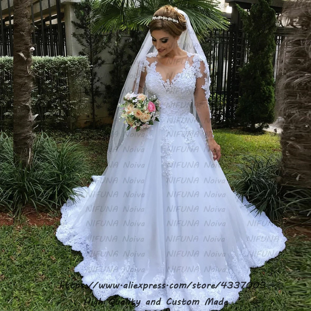Vestidos De Noiva сексуальное свадебное платье с длинными рукавами халат в стиле бохо Mariage роскошное кружевное платье с жемчужинами свадебное платье