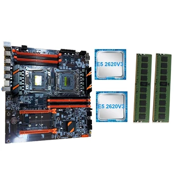 شراءجديد X99 ثنائي لوحة أم للكمبيوتر LGA2011 CPU RECC DDR4 لعبة الذاكرة اللوحة الأم مع E5 2620 V3 CPU ، 2X8GB RAM