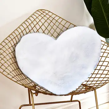 

1pc Heart Shaped Plush Pillow Cover Washable Fluffy Plush Pillowcase Pillowslip Decor Car Throw Warm Cover Sofa Soft Pillow O4H4