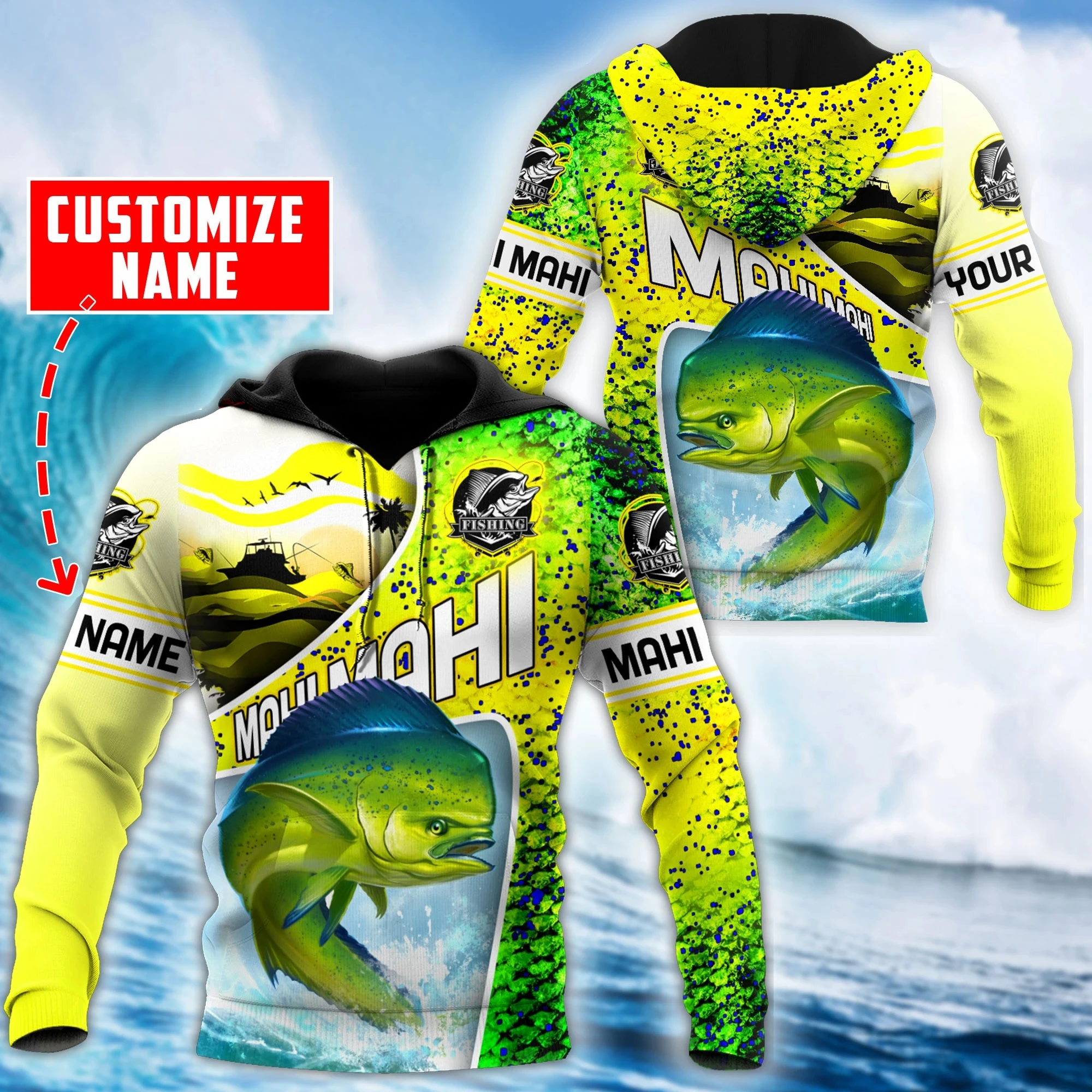 

Custom name Mahi-mahi fishing scales Personalized Name 3D Print Unisex Hoodies For Men/Women Autumn Casual Pullover Zipper Coat