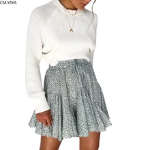 Осенне-зимние женские облегающие плиссированные мини-юбки с высокой талией, с цветочным принтом, с оборками, сексуальное Клубное платье GLLS6312