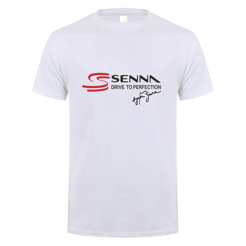 Ayrton Senna футболка для мужчин с коротким рукавом Хлопок Senna Drive to Perfection Футболка Топ футболки LH-148 - Цвет: White