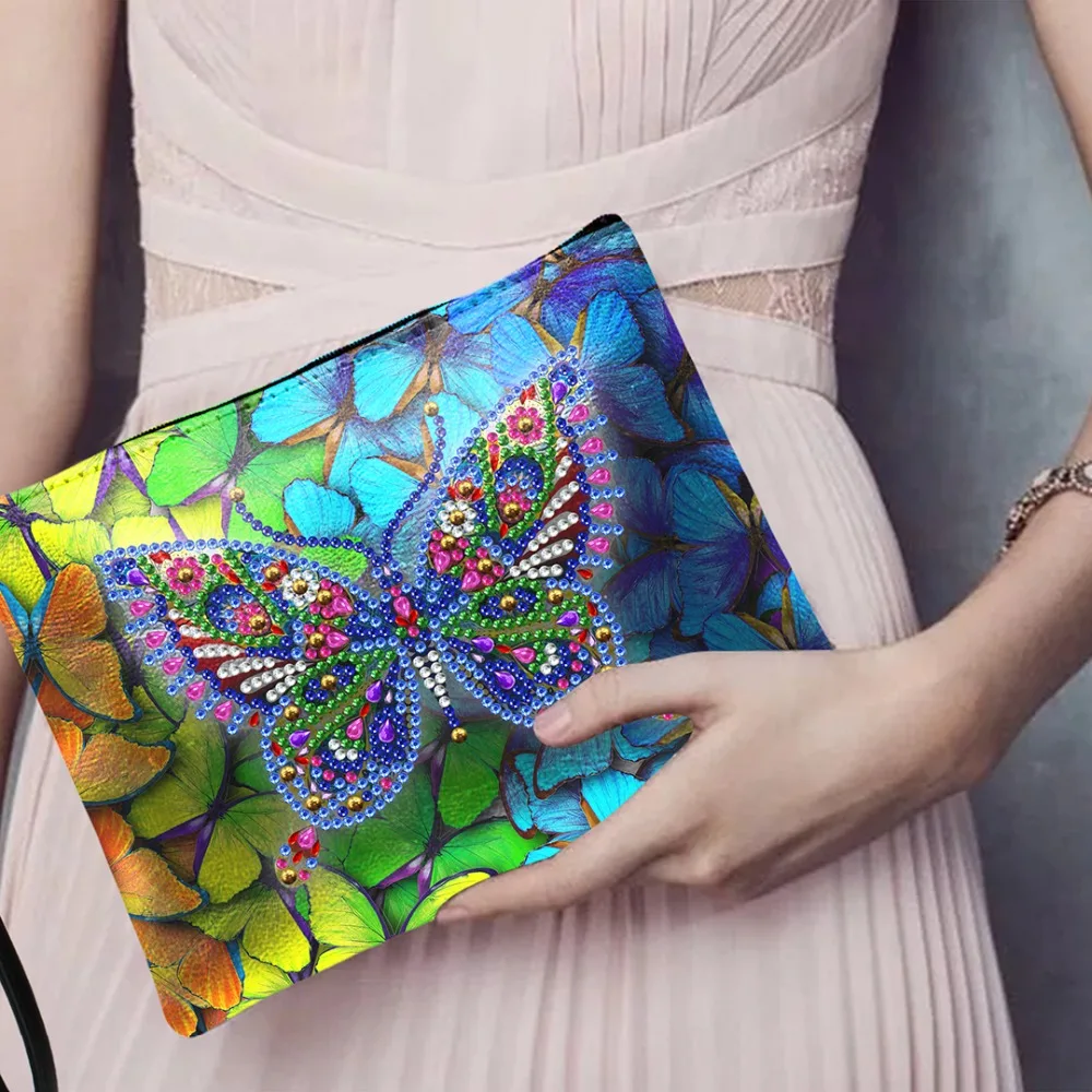 HOMFUN специальная форма алмазная живопись сумки кошелек для женщин 5D DIY Алмазная Вышивка Бабочка Искусство рождественские подарки