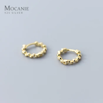 

Mocanie Irregular Beads Ball Classic 925 Sterling Silver Anti-Allergy Geometric Hoop Earring for Women Fine Jewelry Studeny Gift