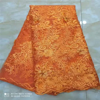 

Orange 3d lace flowers latest nigerian lace styles french party lace fabrics 5 yards 2019 tulle fabric 3d