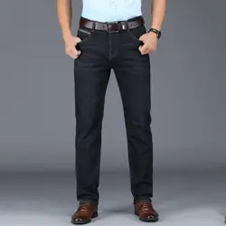 Джинсы мужские 2019 весна и осень мужские деловые джинсы Tide брендовые модные прямые повседневные брюки байкерские джинсы больше размеров 29-40