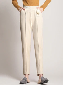 

2019 new Korean pants, autumn winte pants women, high waist pants ,harem pants, polyester nine-point black apricot casual pants.
