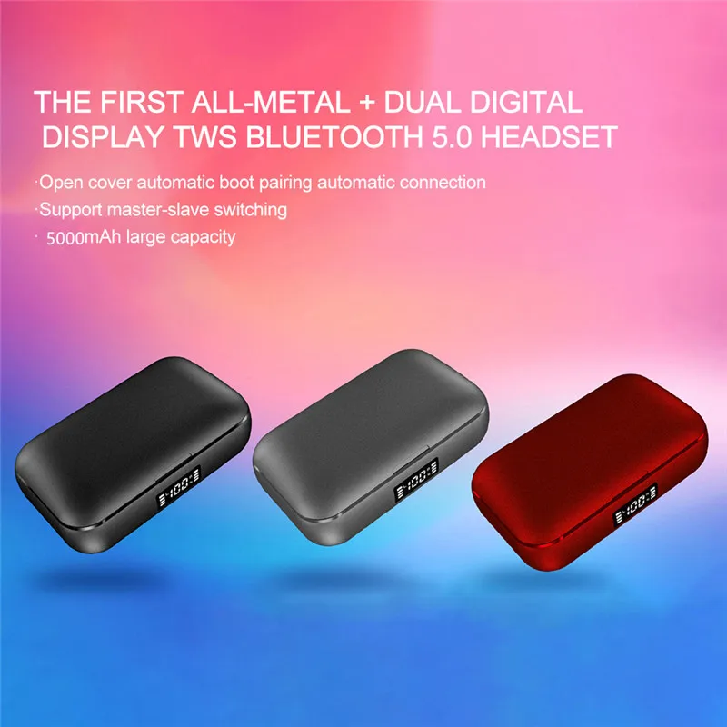X13 TWS 5.0 Bluetooth Earphone Stereo Headset Sports IPX7 Waterproof Wireless Earphone LED Smart Display with 5000mAh Power Bank