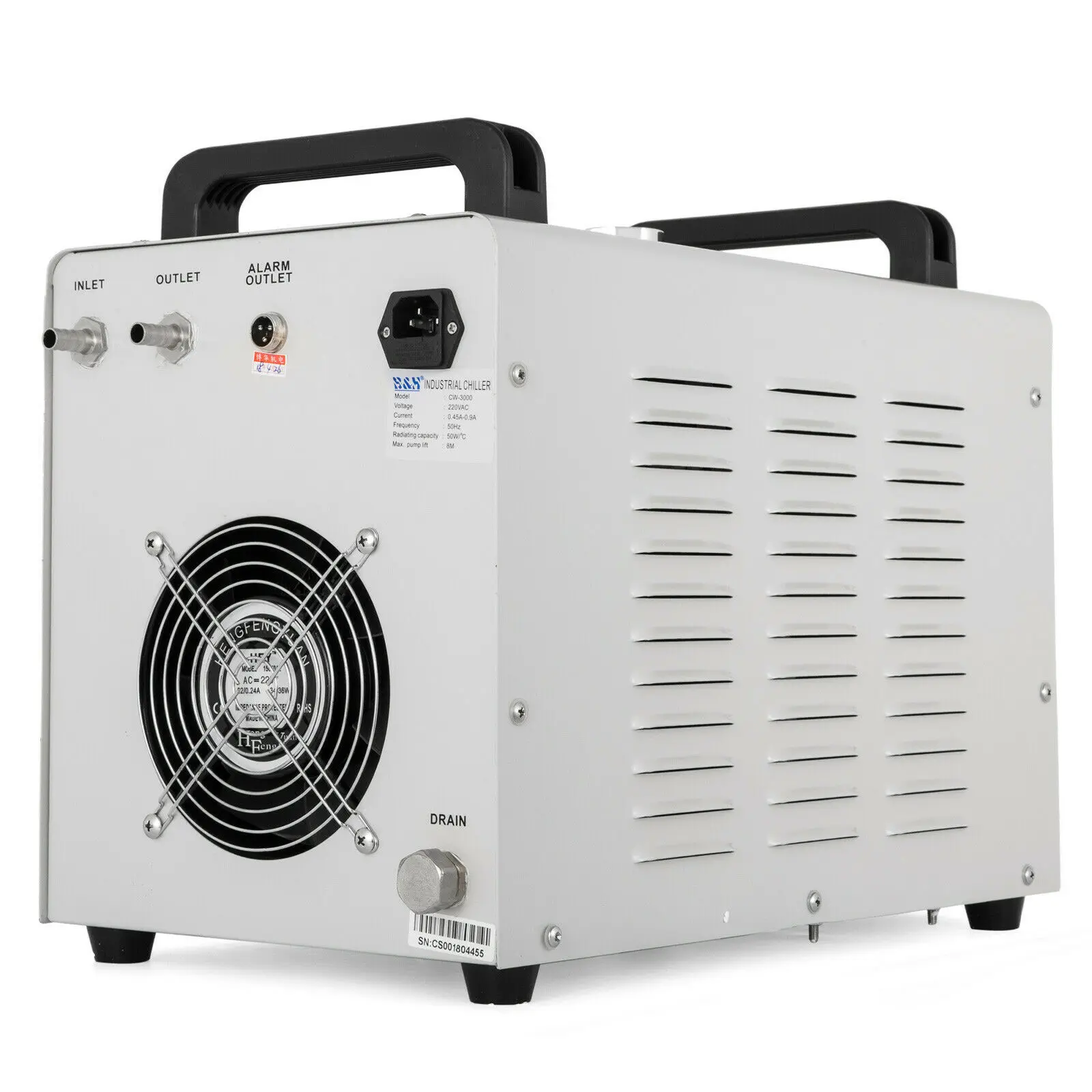 US $172.80 Water Chiller CW3000DG 9L Capacity Thermolysis Industrial Water Chiller 220V 50HZ Industrial Chiller for 6080W CO2 Glass Tube