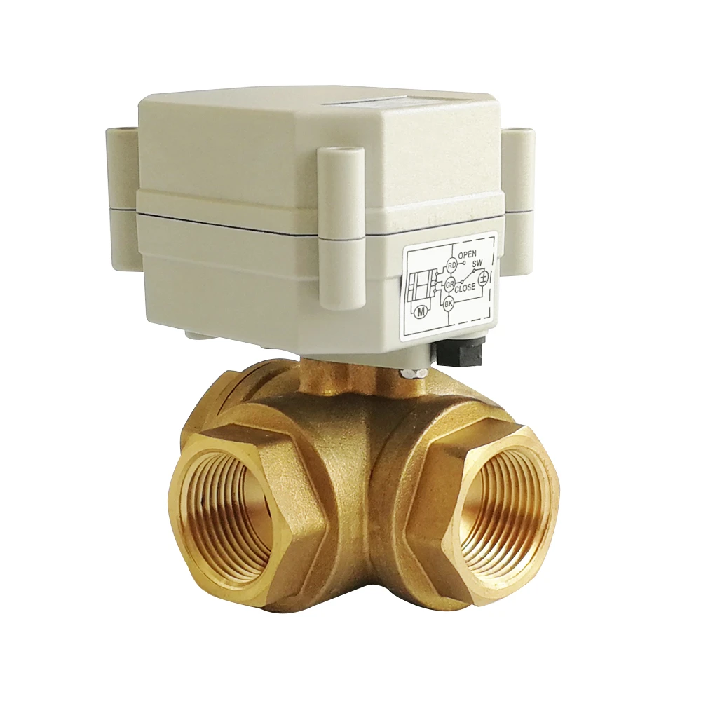 Ball Valve DN20 3/4 3-Way Brass Motorized Ball Valve DC T Type Electrical Valve DC 24V Ball Valve DN20 3/4 3-Way Brass Motorized Ball Valve DC T Type Electrical Valve DC 24V