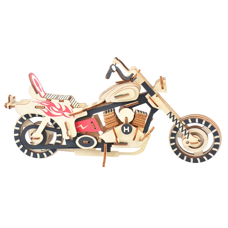 DIY 3D Лазерная деревянная головоломка для детей Harley модель коробки мотоциклов