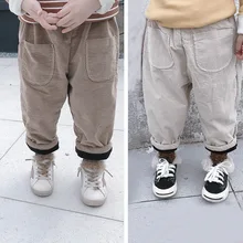 Зимний стиль; детская одежда для мужчин и женщин; детские вельветовые повседневные мешковатые брюки; детские свободные брюки