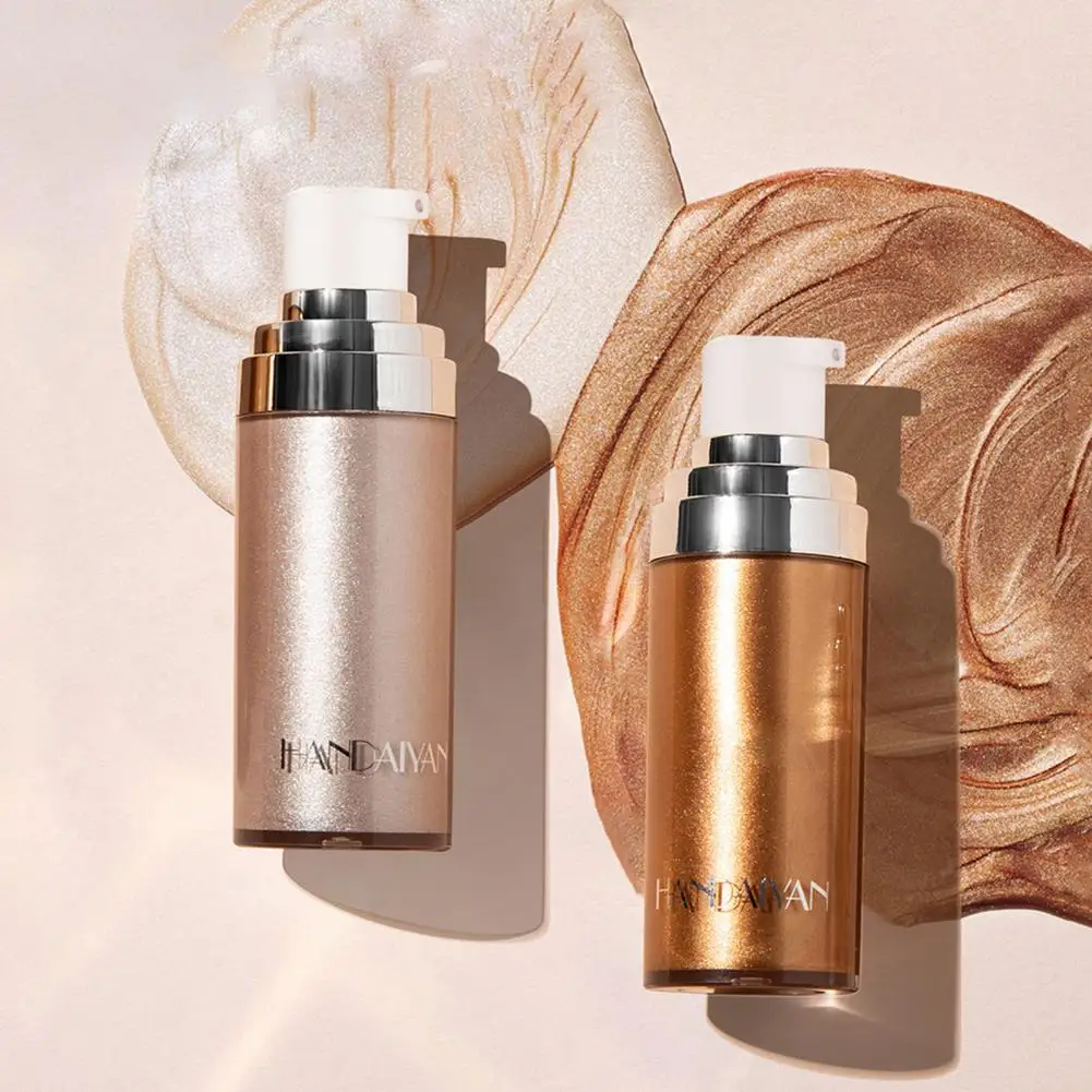Liquid Body Highlighter Brighten Tone Quick Coloring Long-lasting Shine Brighten Glitter Shimmering Body Cream for Female face highlighter