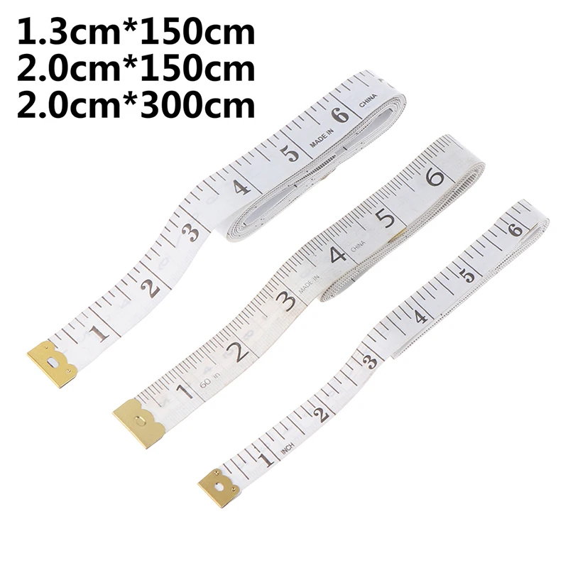 2pcs Ruler 150CM*1.3CM /2CM/3CM Belt Children Height Ruler Centimeter Inch Roll Tape White Body Meauring Ruler Cloth Tailor Tape