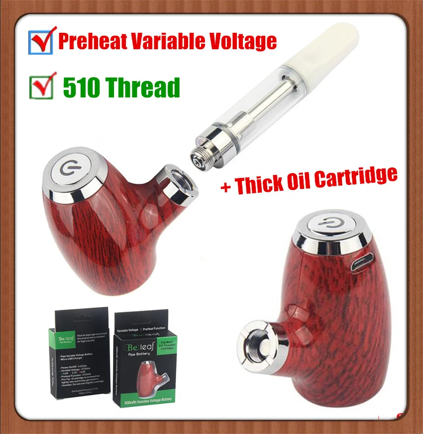Оригинальный Beleaf E Pipe Vape ручка батарея с 510 резьбой CBD масляный картридж 900 мАч