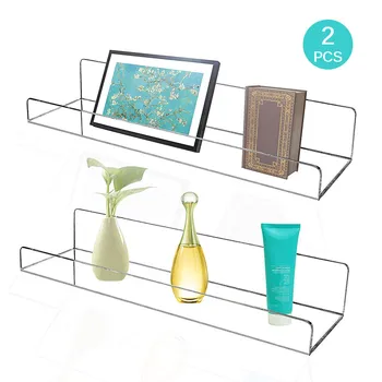 

2PCs Wall Shelf Clear Acrylic Invisible Kids Floating Bookshelf for Kids Room Modern Picture Ledge Display Toy Storage