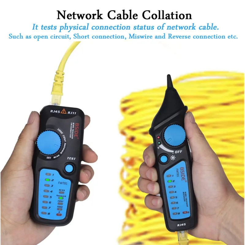 LAN Tester RJ45 Network Cable Tester Cable Tracker Analyzer Detector Line Finder Analyzer FWT81 Telephone Wire Toner Ethernet