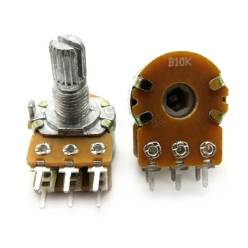 

5pcs/lot B1K B2K B5K B10K B20K B50K B100K B500K 6Pin Shaft WH148 Amplifier Dual Stereo Potentiometer 1K 2K 5K 10K 50K 100K 500K