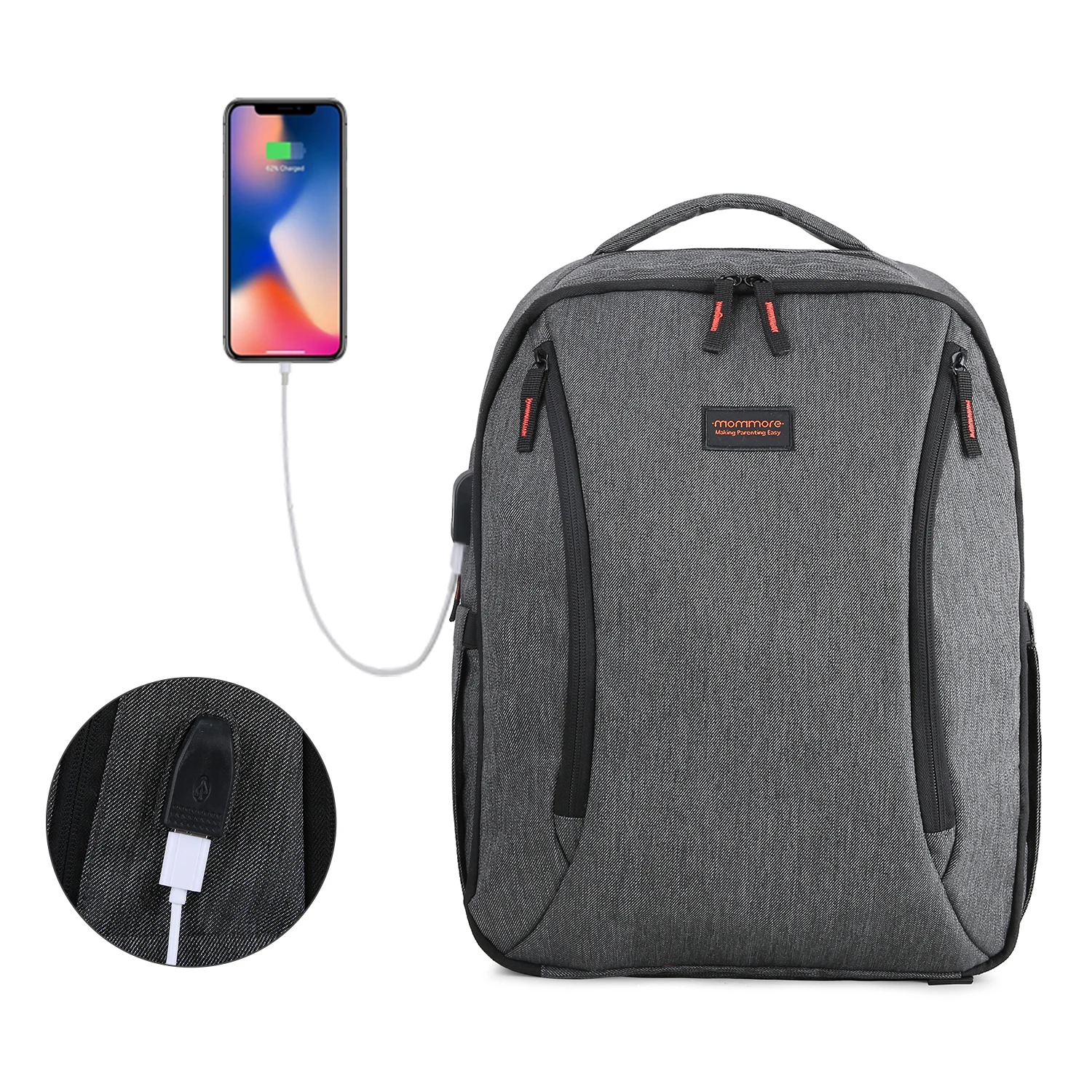 Mommore пеленка сумка рюкзак с USB портом Унисекс Путешествия подгузник рюкзак с изолированным карманом, пеленальный коврик