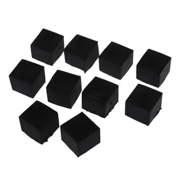 

10 Pcs Black Rubber 25mm x 25mm Furniture Chair Legs Covers Protectors