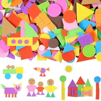400/200pcs Foam Stickers Geometry Puzzle Self-Adhesive EVA Stickers Children Kids Education DIY Toys for Crafts Arts Making Gift 1
