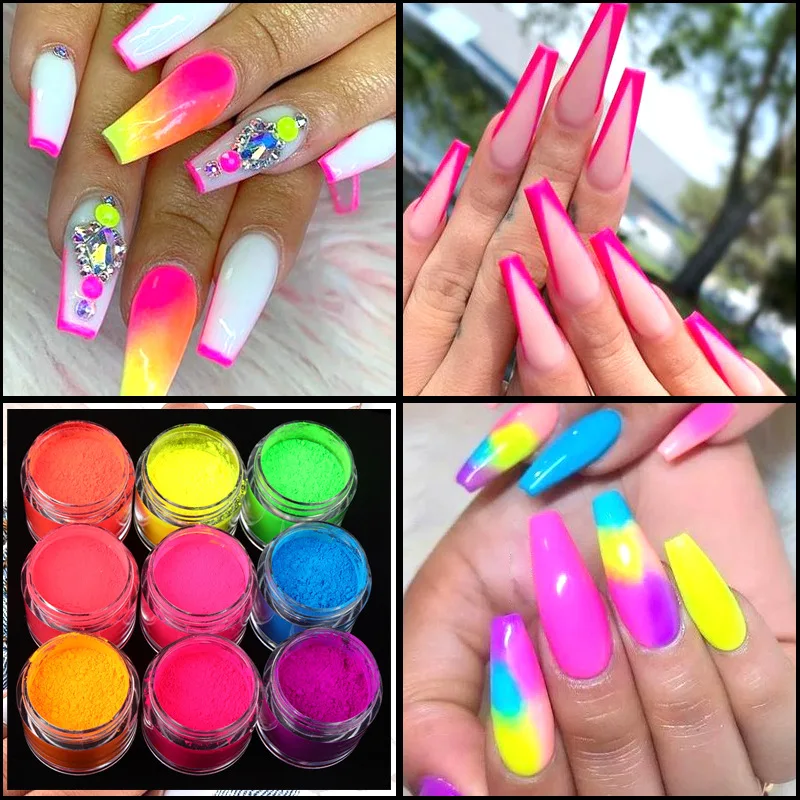

Neon Pigment Nail Powder Dust Ombre Nail Glitter Gradient Glitter Iridescent Acrylic Powder Nail Art Decoration Manicure