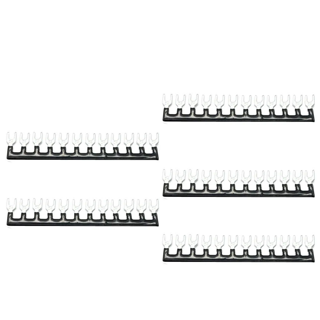 5 Sets 12 Positions Dual Row 600V 15A Screw Terminal Strip Blocks with Pre-Insulated Terminals Barrier Strip (Black & Red)