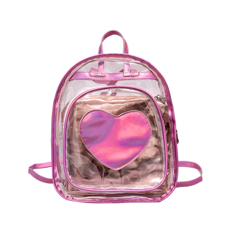 

Transparent Backpack Book-Bag Clear See-Through School Girl New-Fashion Laser-Jelly PVC