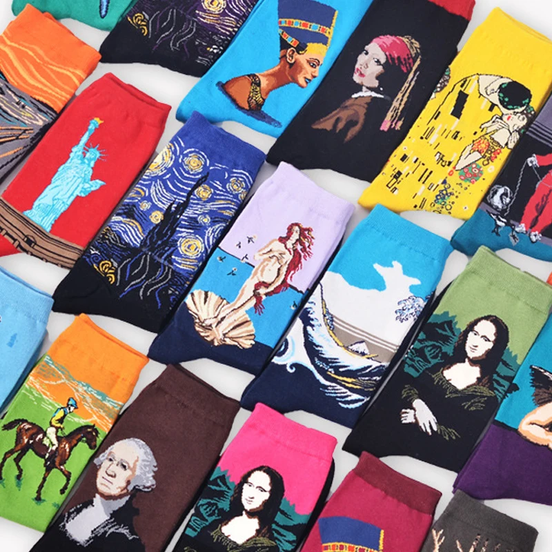 aliexpress.com - Starry Night Winter Retro Women Personality Art Van Gogh Mona Lisa Famous Painting Men Socks Oil Funny Happy Socks Dropshopping
