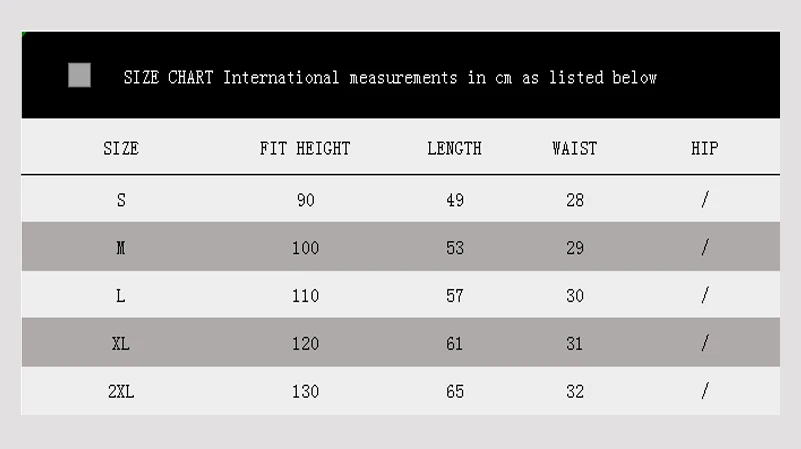 SIZE CHART
