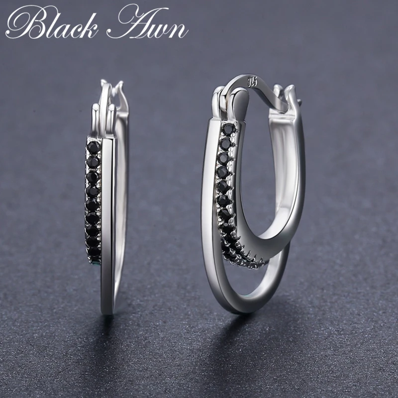 

SODROV Vintage 925 Sterling Silver Earrings Engagement Hoop Earrings for Women Fine Jewelry Bijoux II004