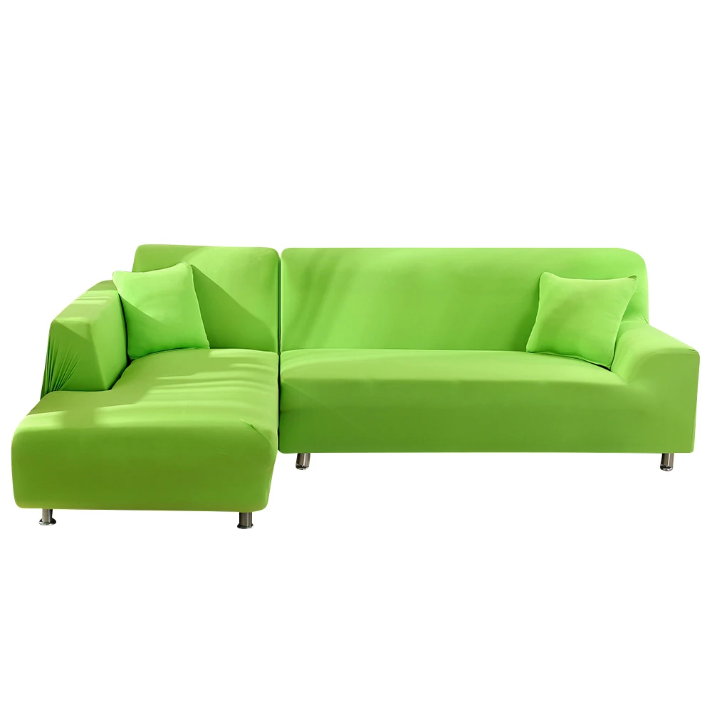 Стрейчевый спандекс чехлы для l-образный диван, угловой Чехлы Гостиная секционные шезлонг диван эластичные чехлов 2 шт./компл - Цвет: L-green