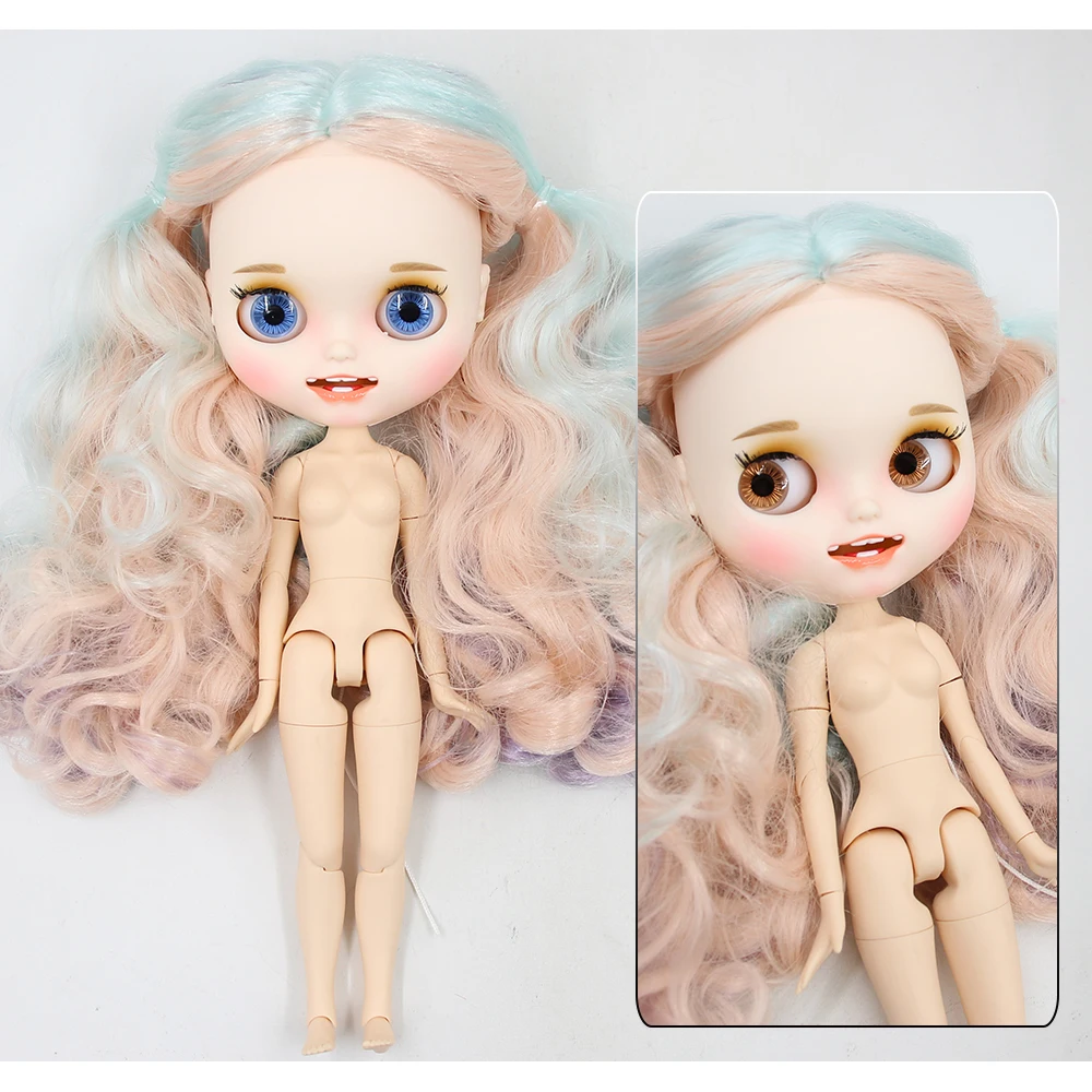 Neo Blythe Doll with Multi-Color Hair, White Skin, Matte Smiling Face & Custom Jointed Body 1