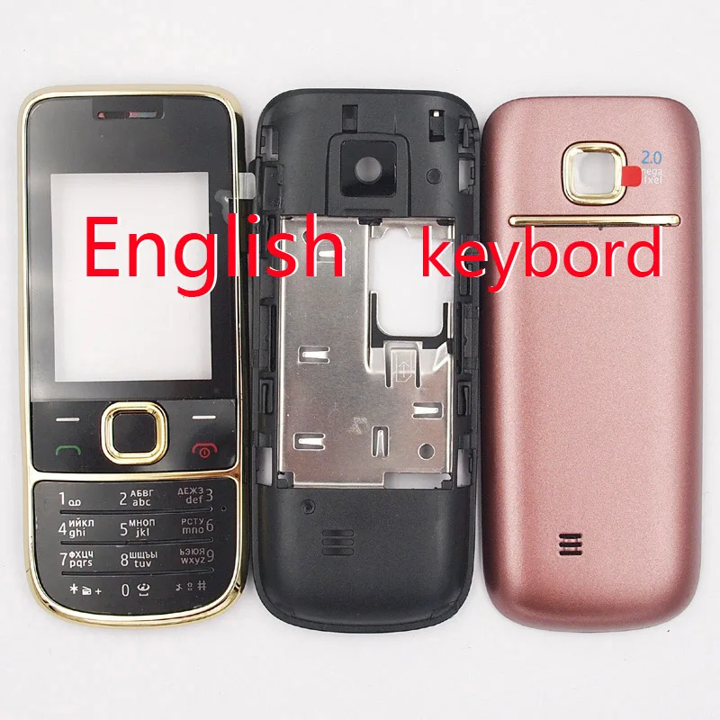 Чехол-накладка для Nokia 2700C 2700, передняя рамка+ средняя рамка+ задняя крышка+ клавиатура на английском, русском и арабском языках, новинка - Цвет: English
