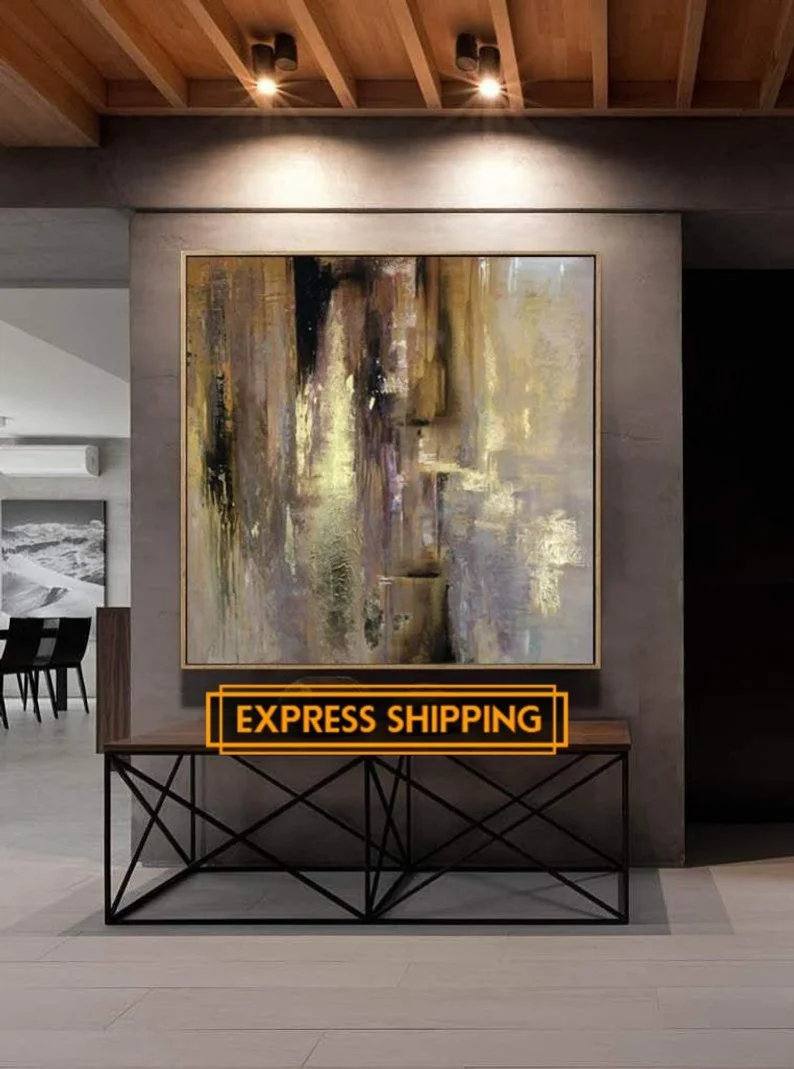 

Large Acrylic Painting Gold Painting Office Painting Texture Art Lots Texture Abstract Paintings Canvas Painting Gold Wall Art