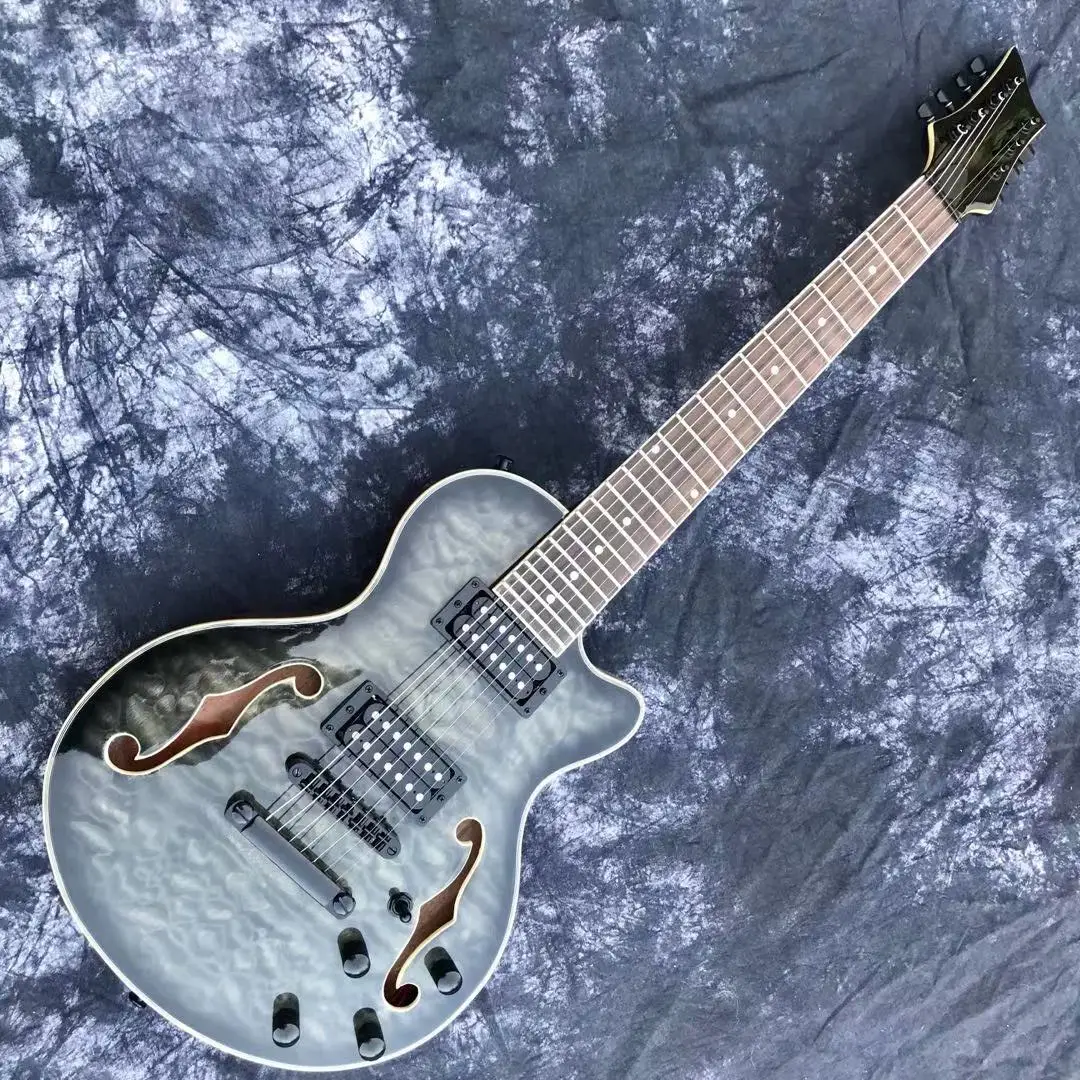 free shipping custom guitar 7 string F hole jazz new customize electric grey color | Спорт и развлечения