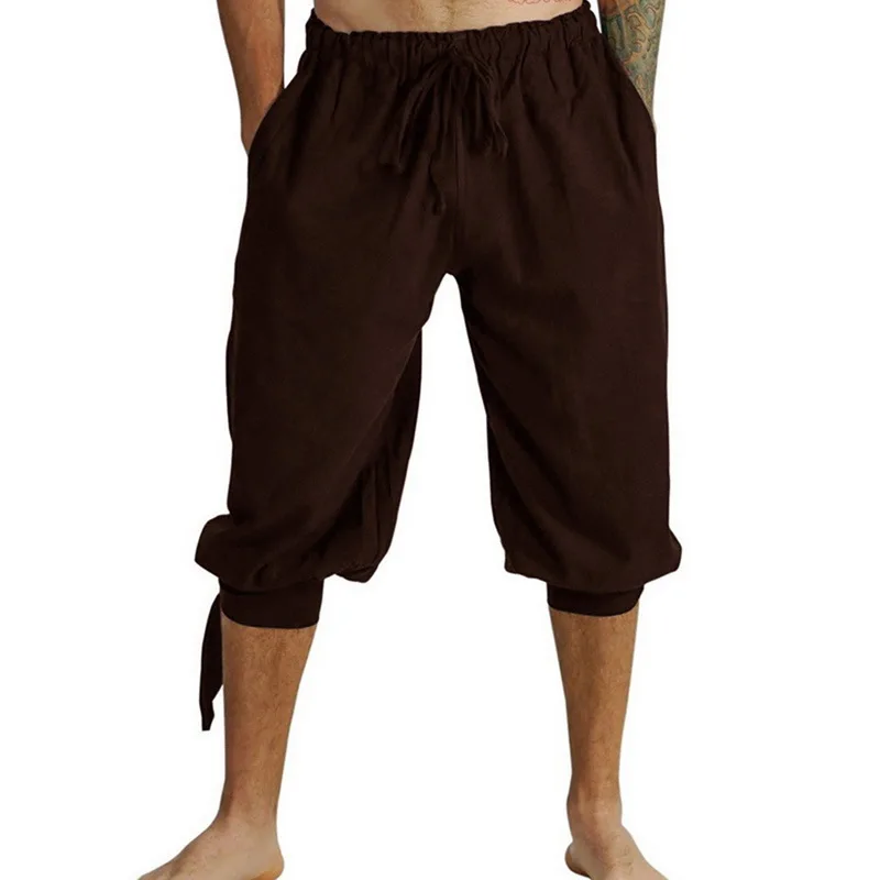 Summer Men Lantern Short Pants Vintage Solid Breathable Pantalones Hombre Tassels Drawstring VoguePants Men Short Trousers Pop