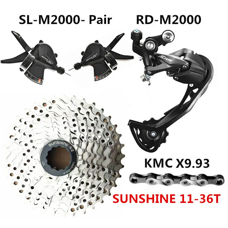 SHIMANO ALTUS M2000 относится к горному велосипеду 9/27 скорость RD-M2000, а затем циферблаты SUNSHINE 9S маховик KMC X9.93 9 Скорость Комплект - Цвет: Pair 36T Kit