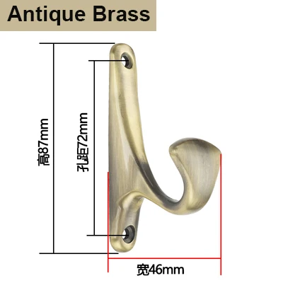 87*46 мм бронзовые металлические надверные и настенные Крючки вешалка антикварные крючки настенная вешалка изогнутая Пряжка Рог замок застежка крючки для одежды - Цвет: Antique Brass