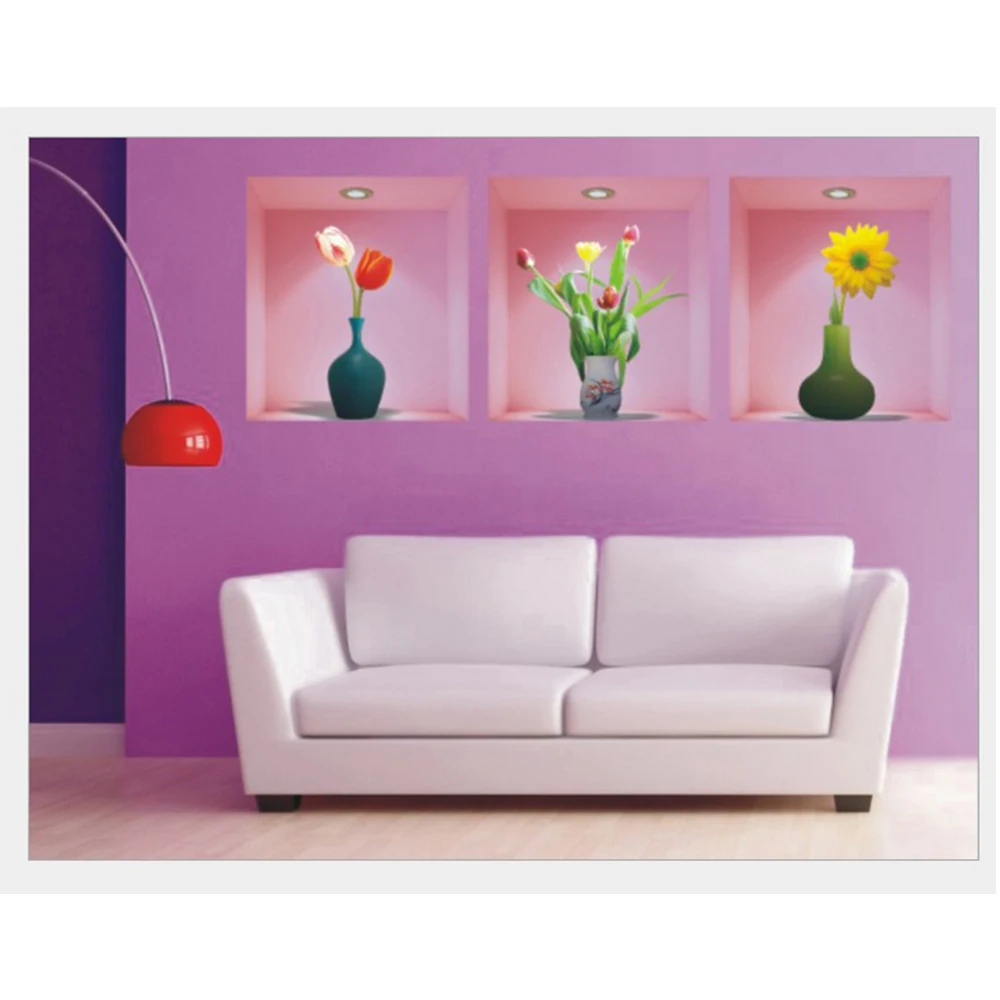 Имитация цветов ваза настенная Фреска комнатное растение Наклейка на стену креативная 3D имитация интерьера водонепроницаемые наклейки на стену