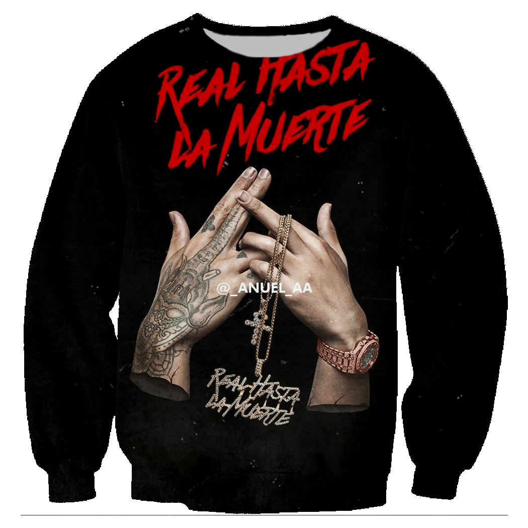 Поп-Певец ANUEL AA 3D принт Толстовка Черный Рок уличная толстовка мужская одежда повседневный спортивный костюм куртка негабаритных 5X